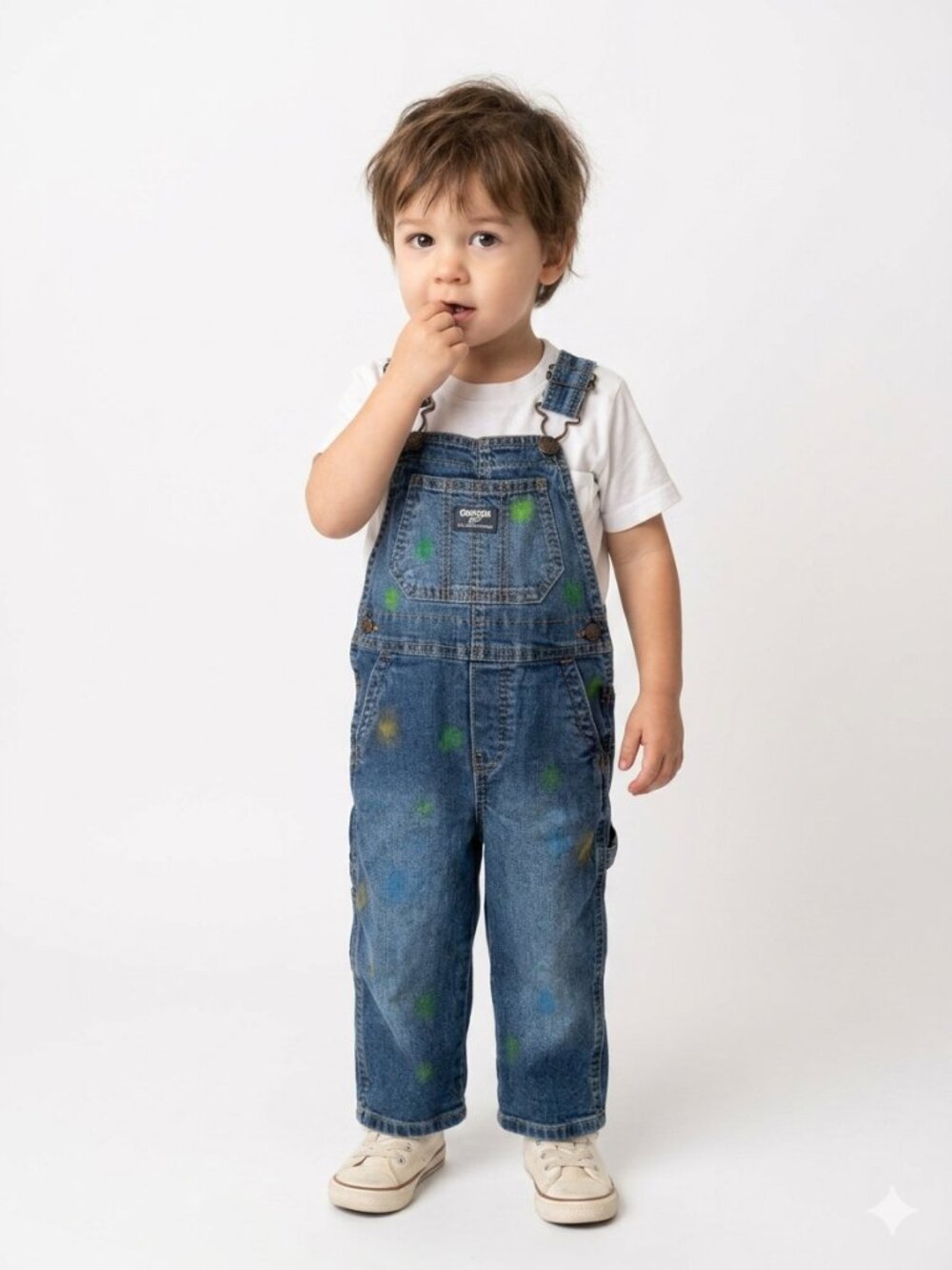 VINTAGE OSHKOSH OVERALLS WITH MUTED PAINT SPOTS